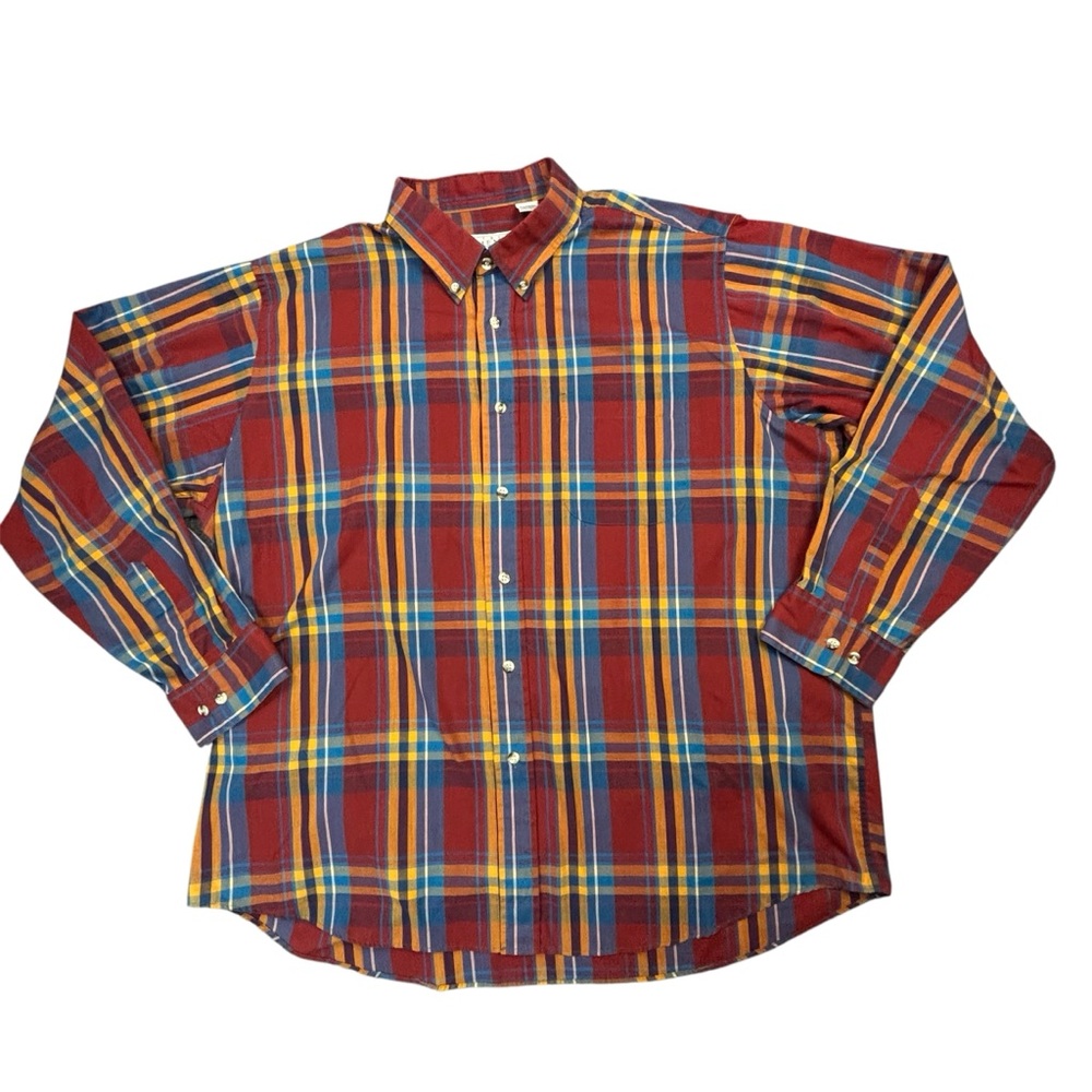 Vintage Sears The Men's Store Grandpa Plaid Shirt XL Button Down Long Sleeve
